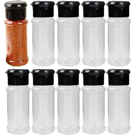 Pot à épices en plastique 10 pièces 100 ml bouteille de récipient à épices ronde boîte d'assaisonnement transparente pour cuisine