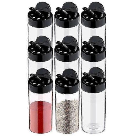 Pot à épices en plastique transparent avec couvercle saupoudreur pour conserver les épices en poudre dans la cuisine
