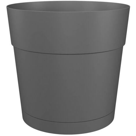 Pot a fleurs et plantes rond CAPRI LARGE - Plastique - Réservoir d'eau - diametre 40 cm - Anthracite - ARTEVASI