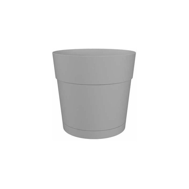 Pot a fleurs et plantes rond capri large - Plastique - Réservoir d'eau - diametre 30 cm - Gris clair Artevasi