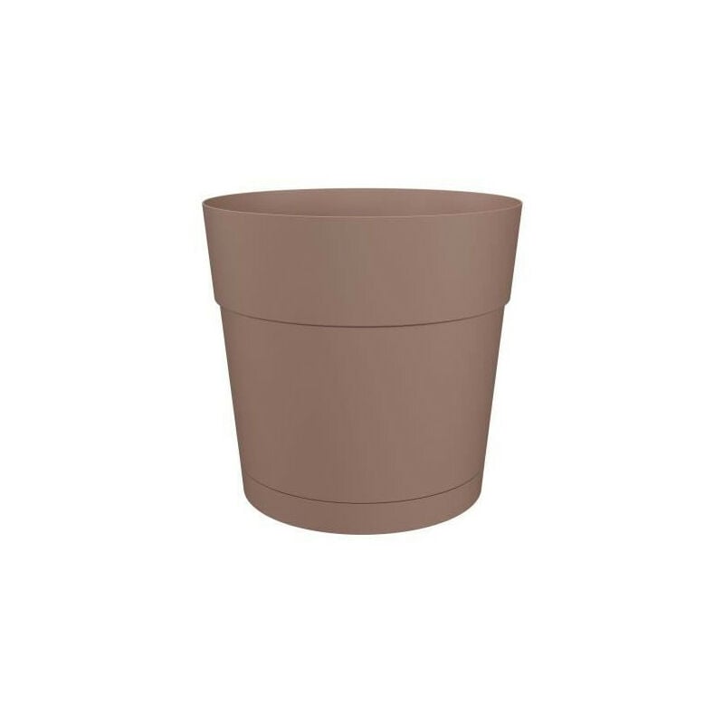 Pot a fleurs et plantes rond capri large - Plastique - Réservoir d'eau - diametre 35 cm - Taupe Artevasi