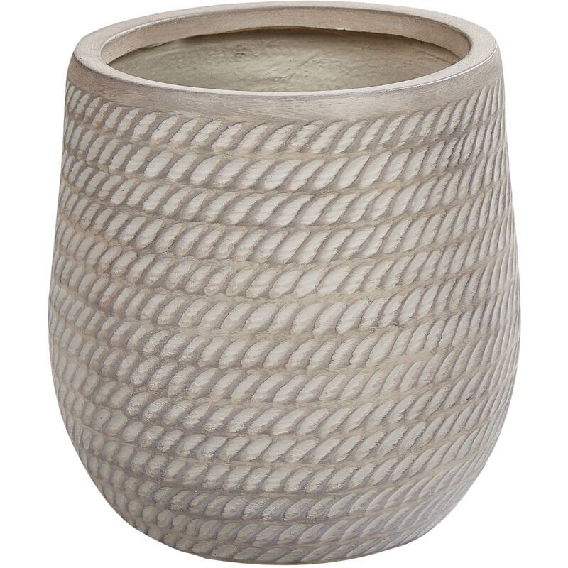 Pot à Fleurs Rond Motif Gaufré en Fibre d'Argile Taupe ⌀ 27 cm Livadia