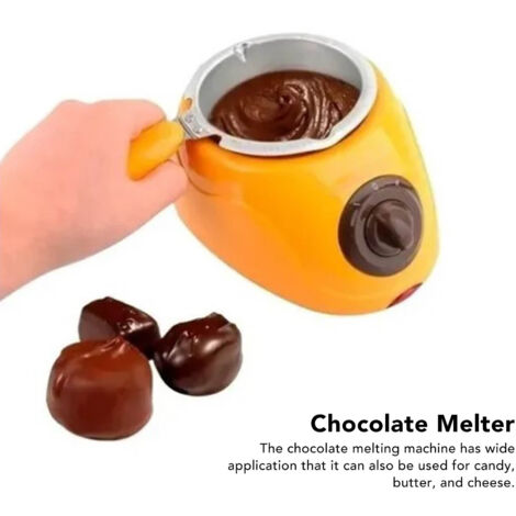 Pot à Fondue Chocolat Jaune Aluminium PP Électrique pour Chocolat, Beurre et Cuisson - Appareil Chocolatier et Réchaud Électrique jaune 20W avec Pot aluminium 8.5cm - Fonctionne sans eau pour desserts