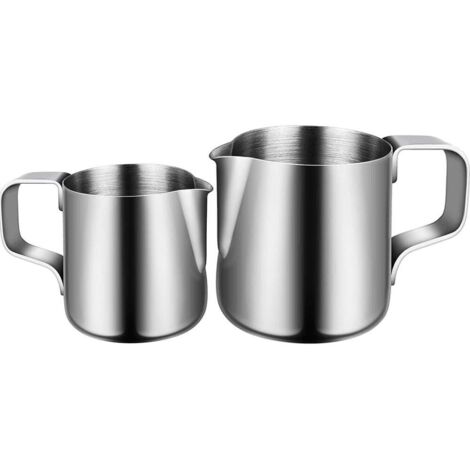 Pot à Lait 150ml/350ml, Milk Pitcher en Acier Inoxydable Pot à Lait Faire Mousser Pichet Art Latte Stylet Cuisine Maison Craft Café Latte Lait Pichet pour Cappuccino Et Café Latte (Argent)-Fei Yu
