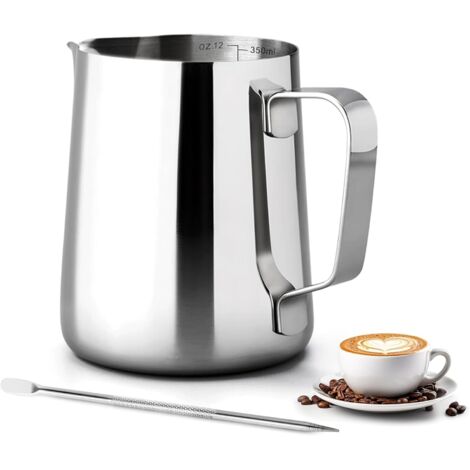Pichet à Lait Inox 600ml Avec Graduation Ml/oz - Pour Mousse à Lait, Cappuccino, Latte - Buse Anti-goutte