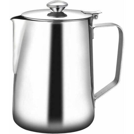 Pot à Lait Moussant Tasse à Café en Acier Inoxydable de Grande CapaCôté Avec un Couvercle-1500ML-Fei Yu