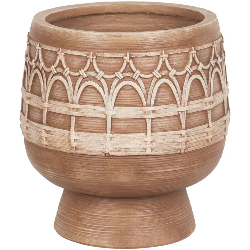 Pot à Plantes Boho Magnésium Intérieur Extérieur Fleurs Marron Clair Cicuta