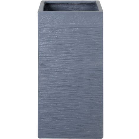 Pot à Plantes et Fleurs Gris en Fibres Résistantes aux Rayons UV 33 x 33 x 70 cm avec Trou de Drainage pour Jardin Terrasse au Design Moderne Beliani