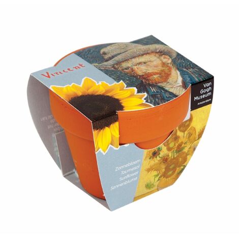 Pot à semis pour tournesol Van Gogh - Lot de 2 - Astuceo - Marron
