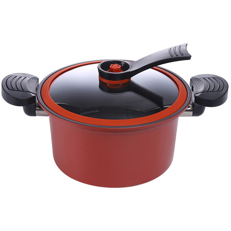 Asupermall - Pot A Soupe 3.5L Marmite De 8 Pouces Avec Support Couvercle En Verre Marmite A Revetement Antiadhesif 6 Couches Compatible Batterie De