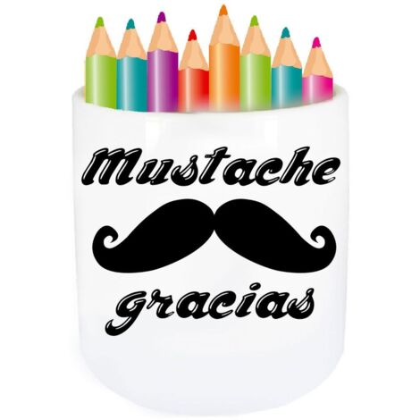 Pot à stylo en céramique Mustache gracias Cbkreation