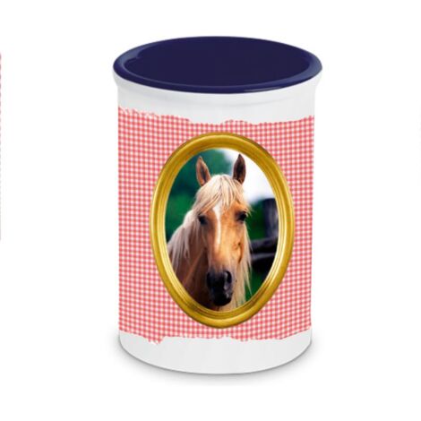 Pot à stylos en céramique Cheval Vichy