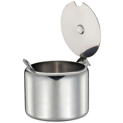 Pot à sucre en acier inoxydable avec cuillère, boîte de rangement multifonctionnelle pour épices.