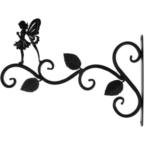 Pot à Suspendre Métal Décoratif Plante Design Feuille Noir 30cm x 21cm Support Murale Solide Rustique Installation Facile Élégant Espaces Extérieur Intérieur Jardins Foyers Pour Pots Lanternes Paniers