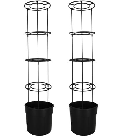 Pot à tomates avec échelle pour balcon, noir, 30 cm, lot de 2