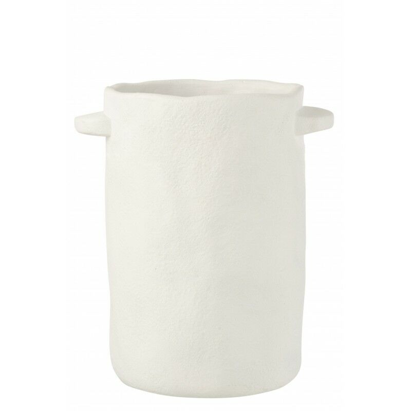 Pot allongé en ciment blanc 26x20x29cm - Blanc