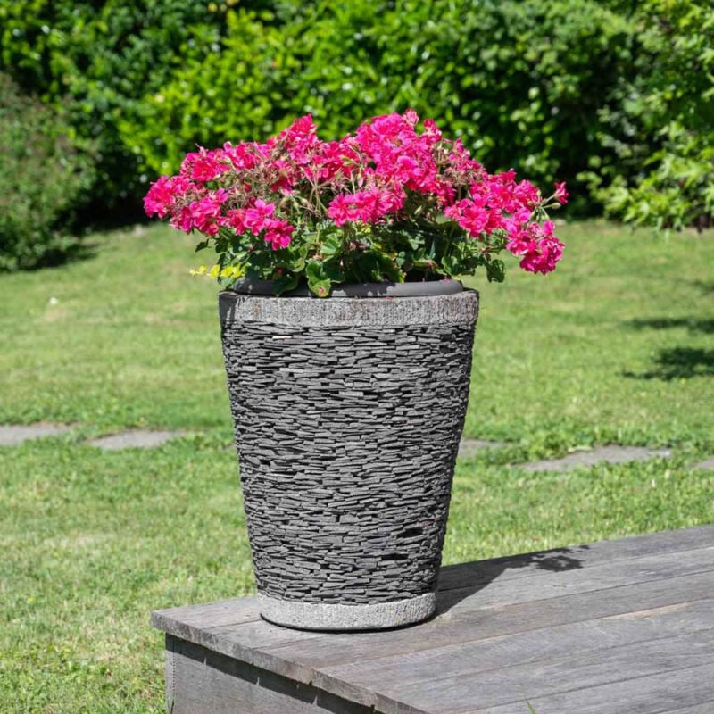 Wanda Collection - Pot bac jardinière conique ardoise 50cm jardin terrasse zen