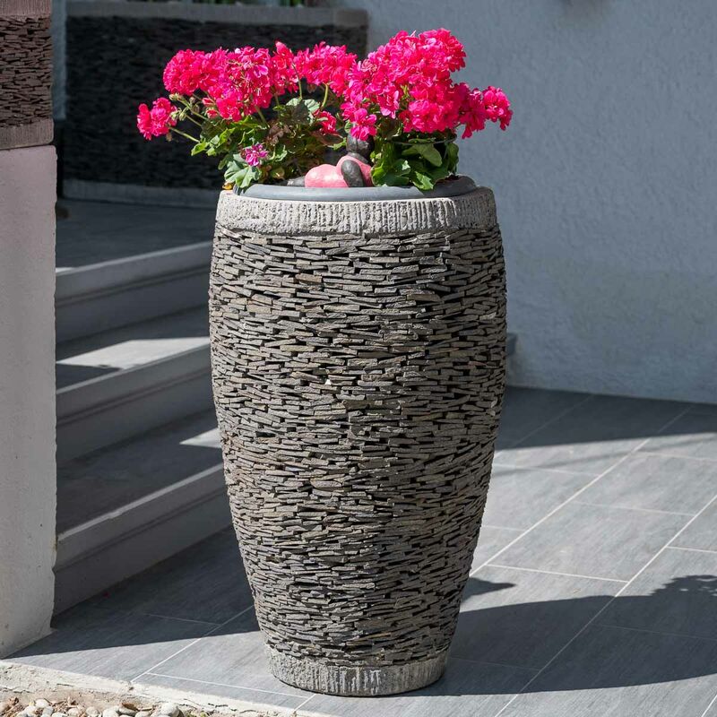 Wanda Collection - Pot bac jardinière forme oeuf ardoise 80cm jardin pierre naturelle - Gris