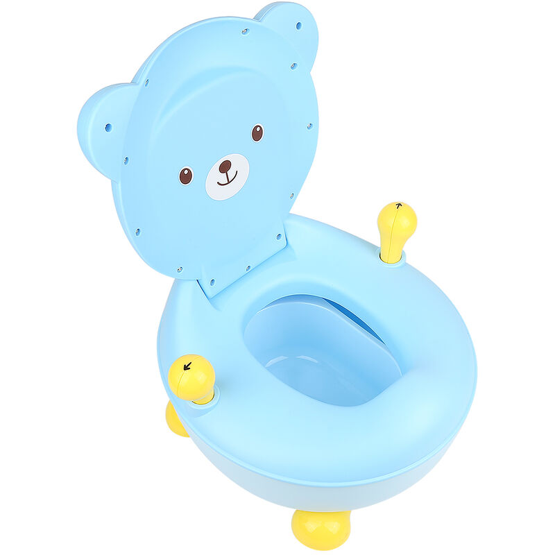 Skecten - Pot Bébé, Toilette WC Bébé, en Forme d’Ours en Plastique avec Bol à Déchets Détachable Toilette Portative Bleu
