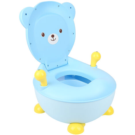 Pot Bébé, Toilette WC Bébé, en Forme d’Ours en Plastique avec Bol à Déchets Détachable Toilette Portative Bleu
