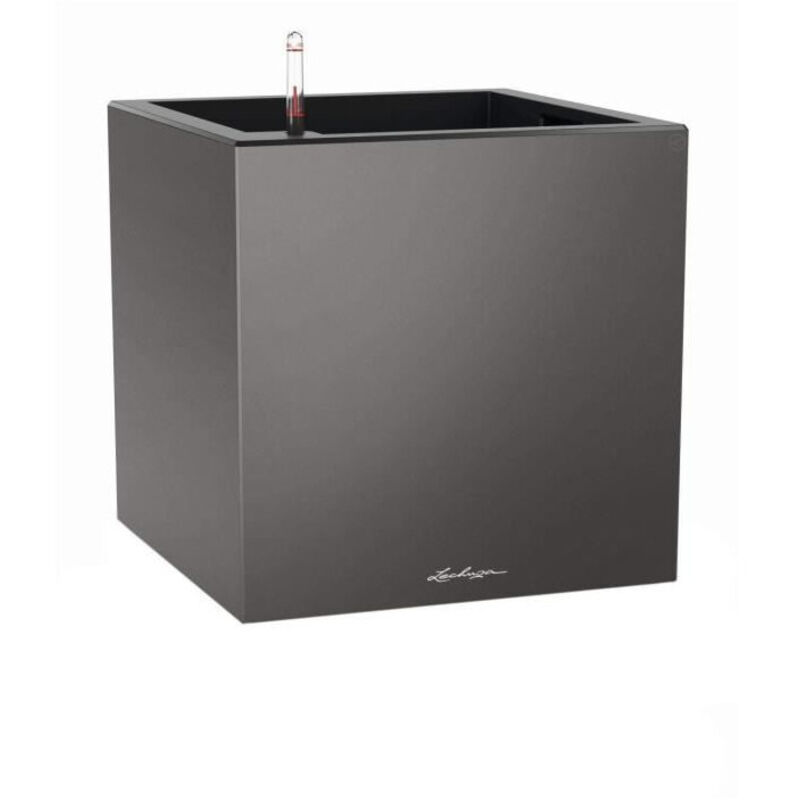 Pot de fleur LECHUZA Canto Premium Cube 40 - kit complet, anthracite métallique