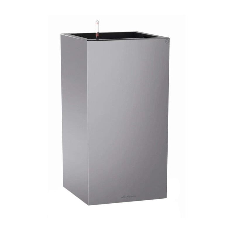 Pot de fleur Lechuza Canto Premium Colonne 40 - kit complet, argent métallique