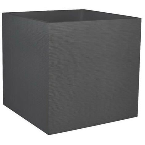 Pot carré Graphit - Anthracite - 49.5x49.5x49.5 - 57L - EDA Plastiques - Intérieur et extérieur