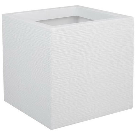 Pot carré Graphit Up - Blanc cérusé - 29.5x29.5x29.5 - 21L - EDA Plastiques - Intérieur et extérieur