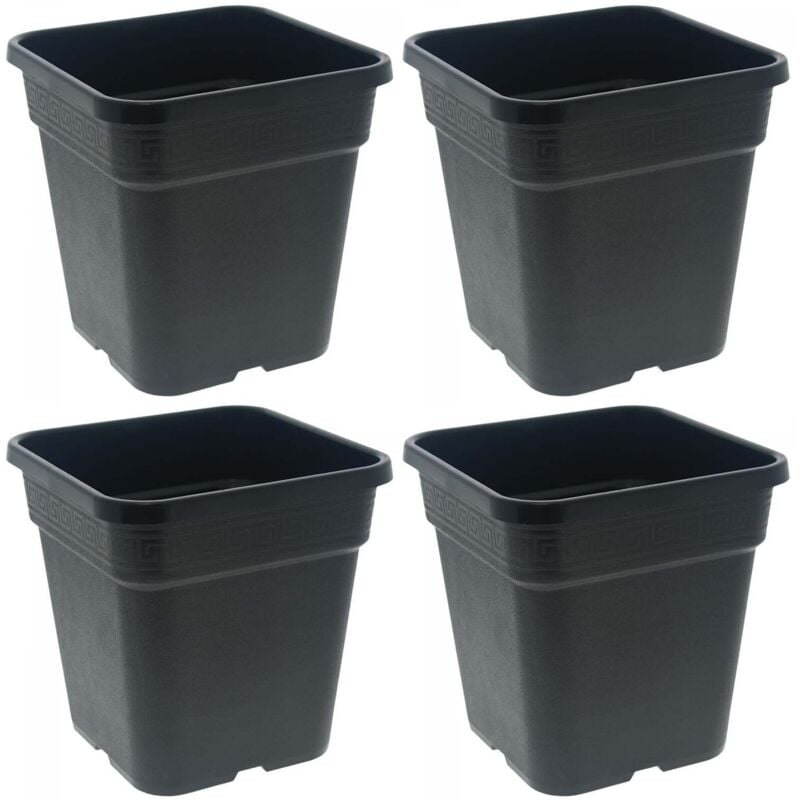 Pasquini&bini - Pot de plantation carré noir 14 litres 28.5 x 28.5 x 29 cm Lot de 4