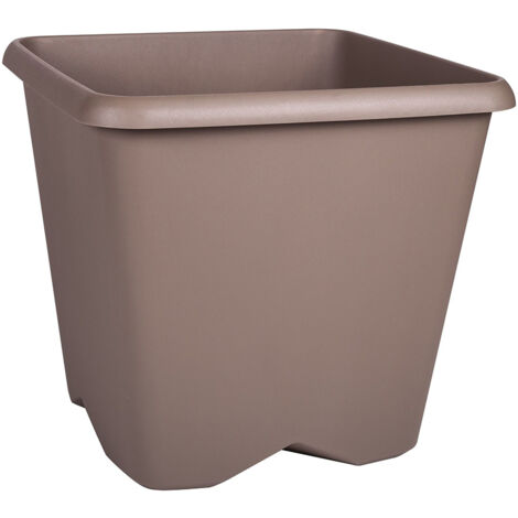 Pot carré non percé CHORUS Taupe, 29,5 x 29,5 x 27,3 cm, 15,2 L - EDA