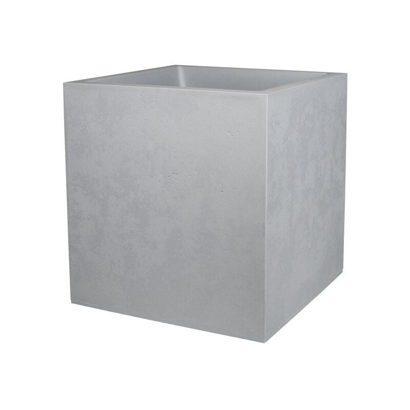 EDA - Pot carré polypropylène L.39.5 x l.39.5 x H.43.5 cm gris béton 31L