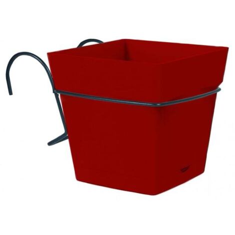 Pot carré TOSCANE 3,4L avec support - Rouge rubis