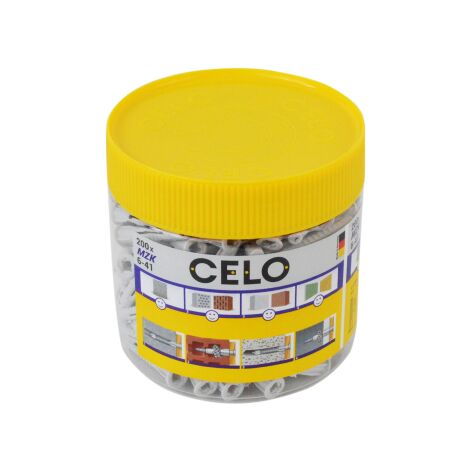 Pot cheville nylon multi-matériaux MZK 6 avec collerette - Ø 6 x 41 mm - Boite de 200 - CELO - 9641EXPMZK