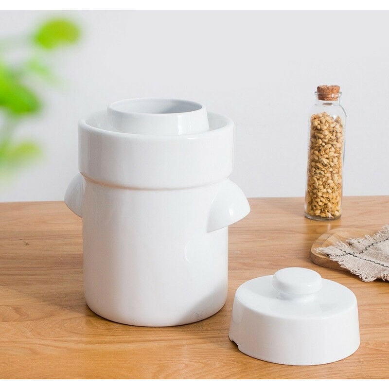 Outils Et Nature - Pot à choucroute avec pierres lacto-fermentation 10L Blanc