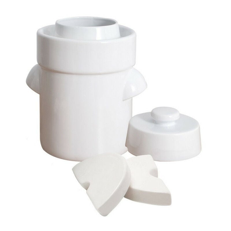 Outils Et Nature - Pot à choucroute avec pierres lacto-fermentation 5L Blanc