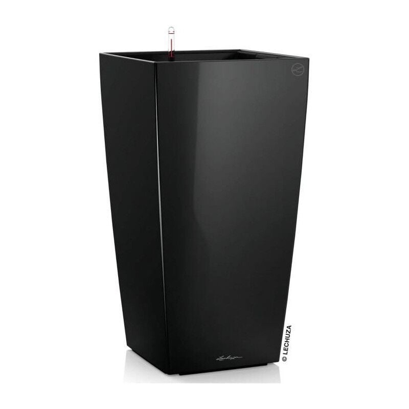 Pot de fleur Lechuza Cubico Premium 50 - kit complet, noir brillant