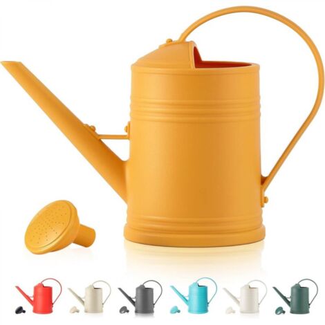 Pot d'arrosage pour plantes d'intérieur jaune d'une seule pièce 14"P x 5,5"L x 9"H, pot d'arrosage pour fleurs, pot d'arrosage en plastique pour plantes avec tête d'arrosage