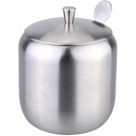 Pot d'assaisonnement de style europeen en acier inoxydable, cafetiere, pot a sucre, avec petite cuillere, ustensiles de cuisine J5I8VOI6JWE