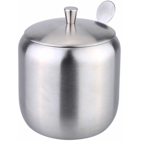 Pot d'assaisonnement de style europeen en acier inoxydable, cafetiere, pot a sucre, avec petite cuillere, ustensiles de cuisine UNOIU