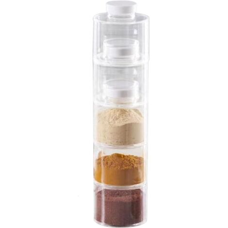Pot D'assaisonnement Forme Tour Bouteilles Condiments Transparent Peut Être Superposé Épices Stockage Boîte Ustensiles De Cuisine Armoire Récipient Table Boîte-Cadeau 35x8.5x8cm
