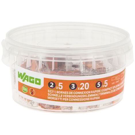 Pot de 30 bornes de connexion automatique S221 2,3 et 5 entrées - WAGO