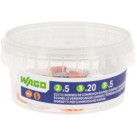 Pot de 30 bornes de connexion automatique S2273 2,3 et 5 entrées - WAGO