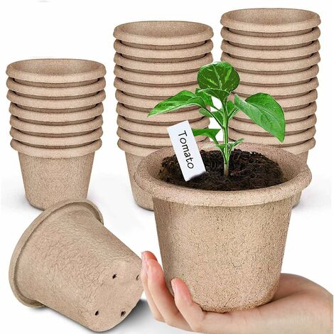 Pot de démarrage de graines pour Plateau de semis de Jardin Pots de Tourbe biodégradables Ronds de 4 Pouces Paquet de 40 et 50 marqueurs de Plantes en Plastique Inclus pour Votre Jardin