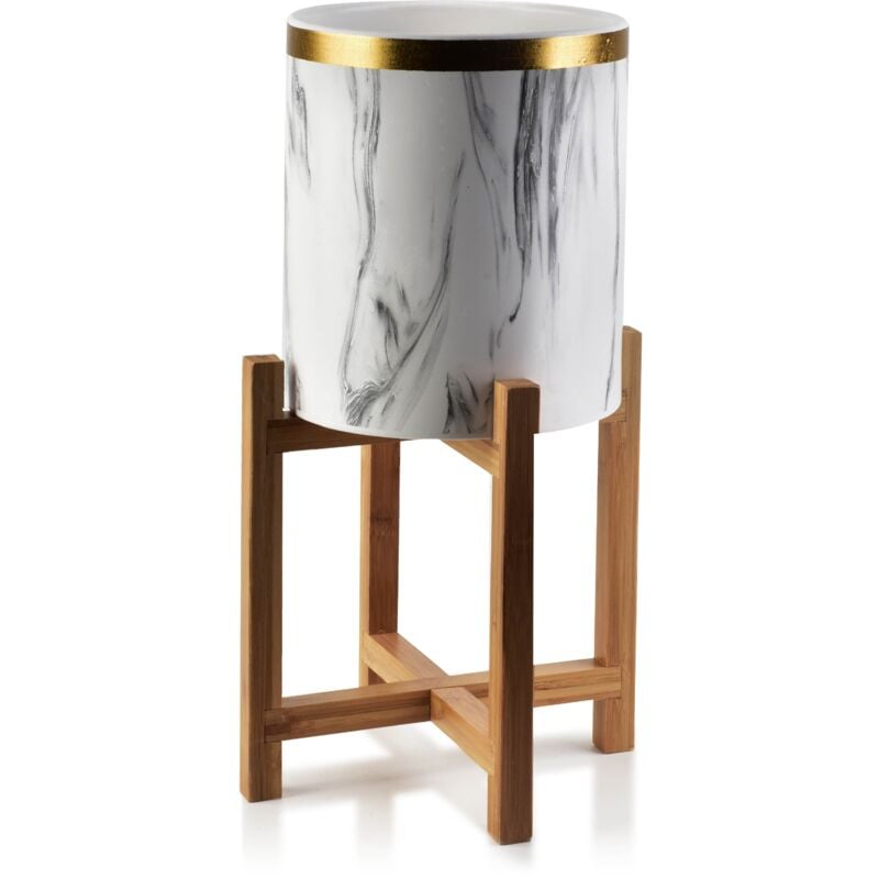 POT DE FLEUR AVA BEIGE, diamètre 18xh20cm, sur pied