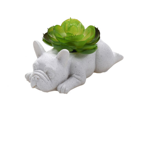 Pot de Fleur Cactus Resin pour Puppy  Pots d'intérieur et extérieur en résine durable, Blanc (10x5x3.5 cm, 125 g) avec décoration murale ou jardin