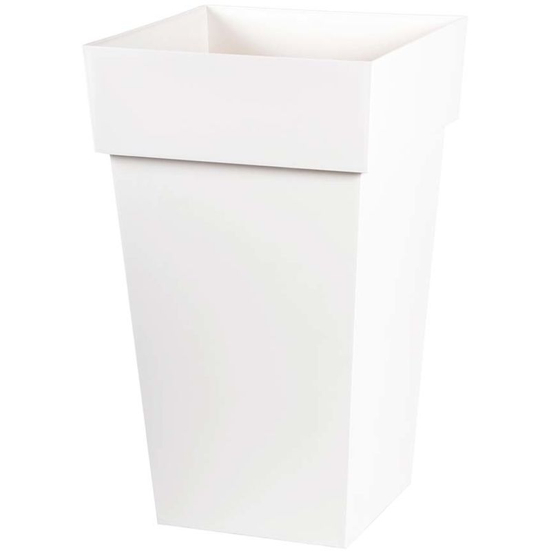 EDA - Pot carré haut Toscane Blanc - 39x39x65cm 62L Plastiques