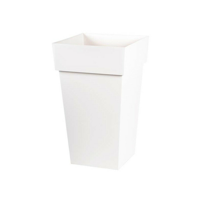 EDA - Pot carré haut Toscane Blanc - 39x39x65cm 62L Plastiques