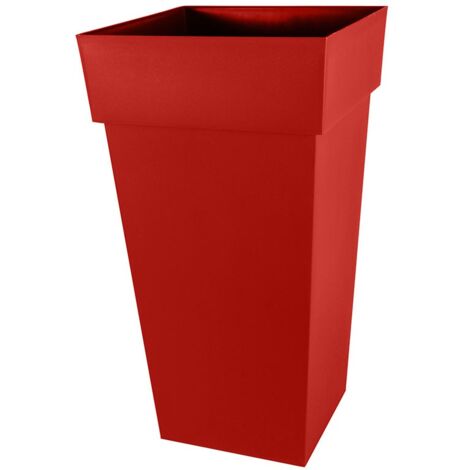 Pot de fleur carré Toscane 43 x H.80 cm - Rouge rubis
