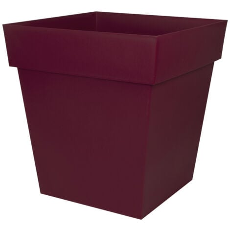 ECOLUX Pot de fleur carré Toscane 49,5 x H.52,5 cm - Rouge bourgogne - Eda