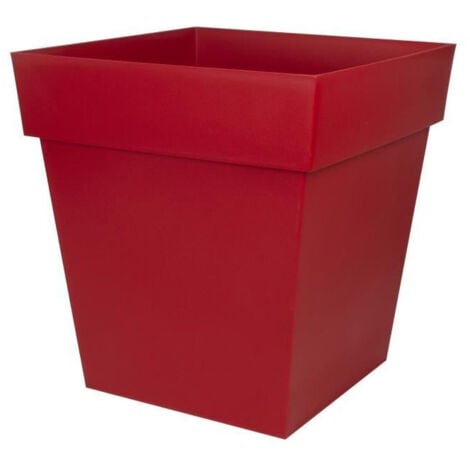 Pot de fleur carré Toscane 49,5 x H.52,5 cm - Rouge rubis - Eda